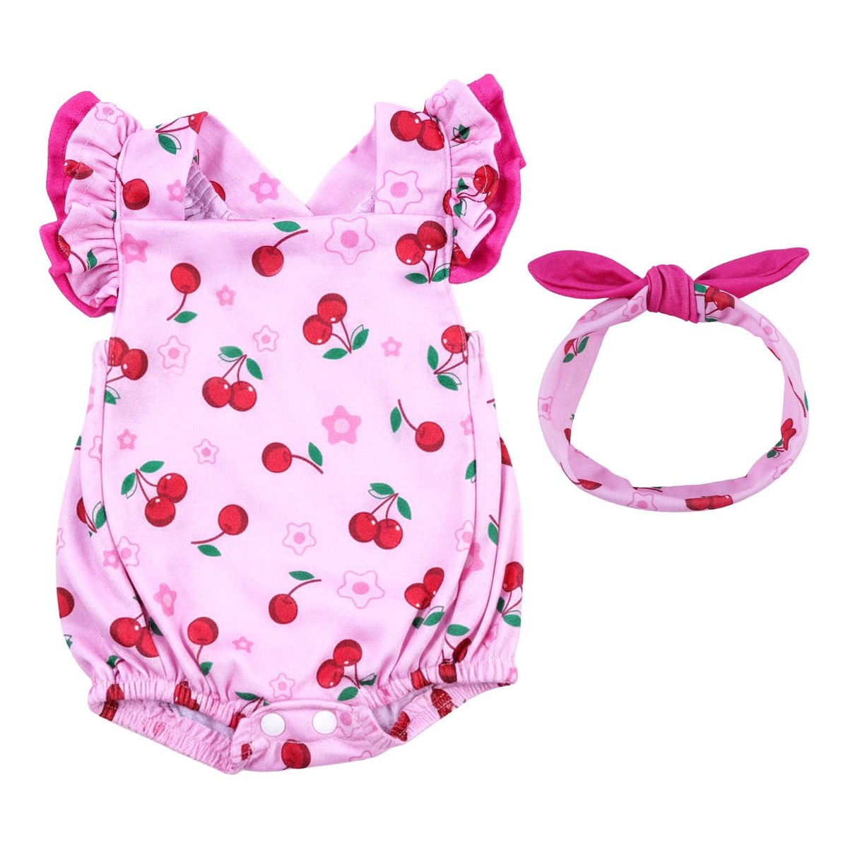 BABESIDE Reborn Baby Doll Clothes Cherry Pattern for 17- 22 Inch