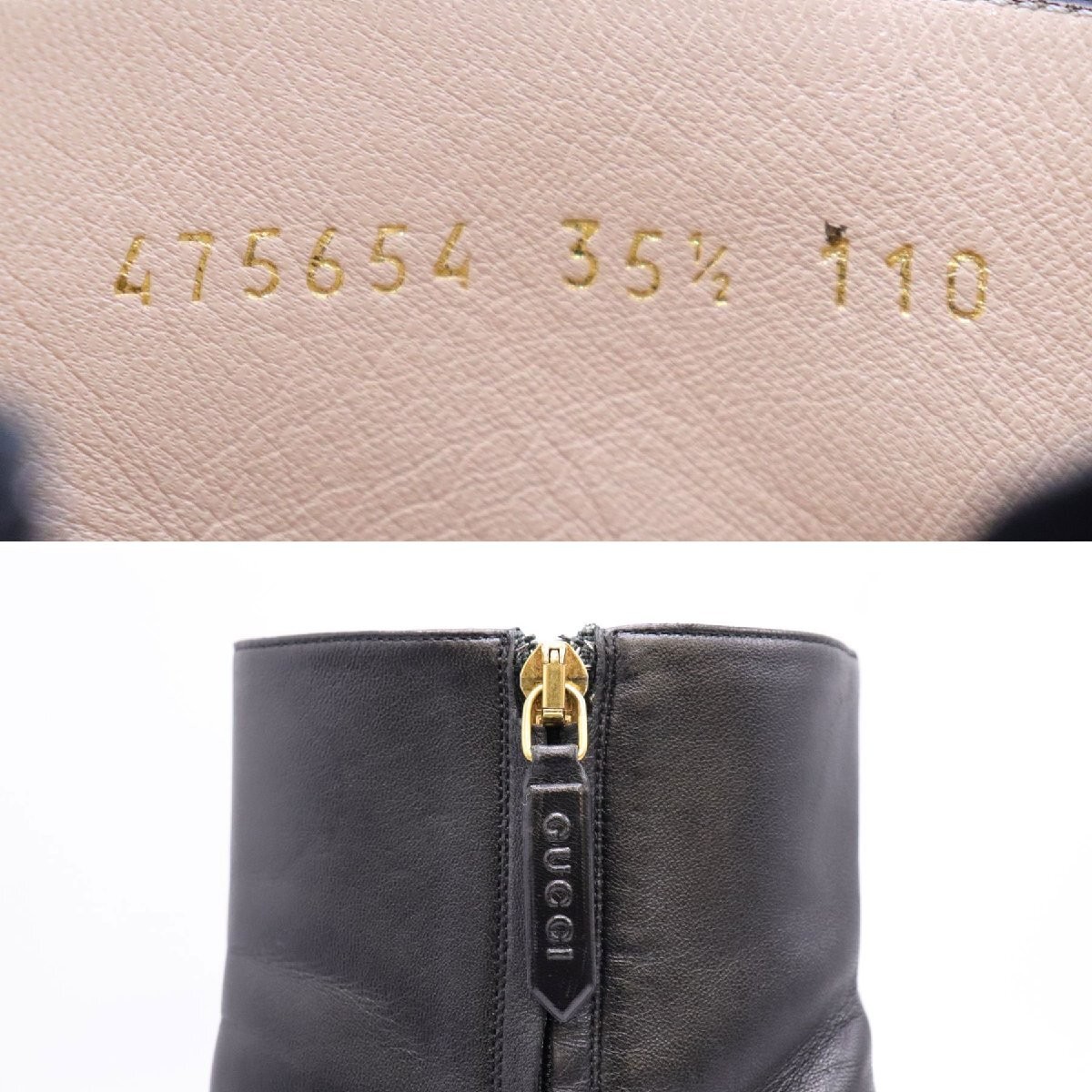 Gucci Sherry Heels Short Boots Black Leather Size 35.5 US About5.5 For Women thumbnail 7