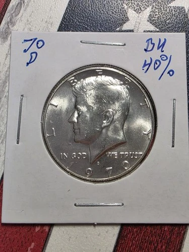 1970-D Kennedy Half Dollar- Choice BU -40% Silver US Coin  "FREE SHIPPING"