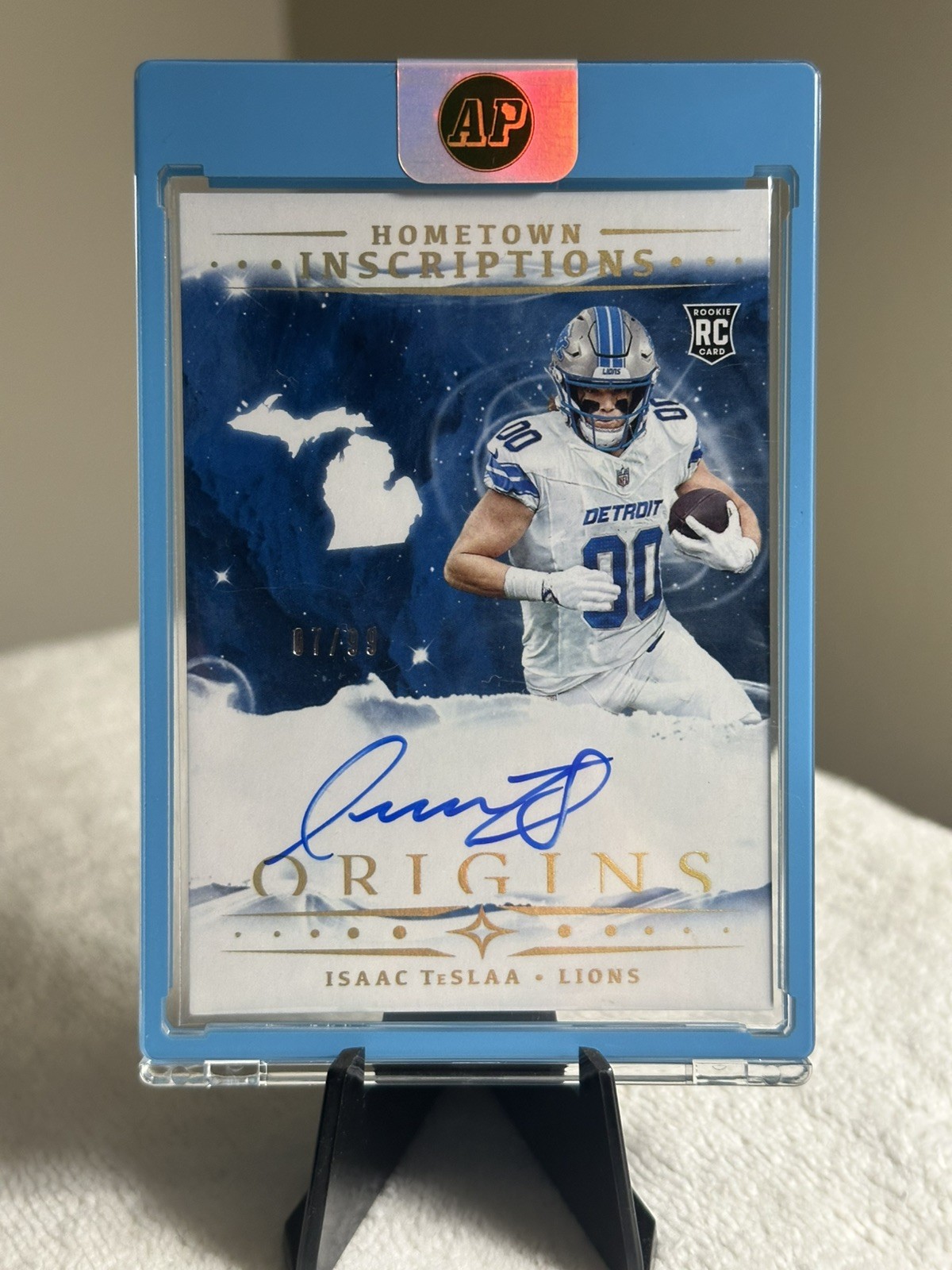 ISAAC TESLAA 2025 Origins Hometown Inscriptions On-Card Auto RC #/99 Lions