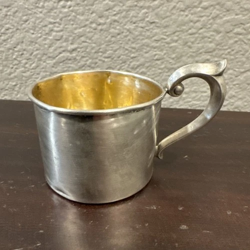 Vintage Sterling Silver Gold Washed Baby Cup by Alvin Lullaby S253  30 grams