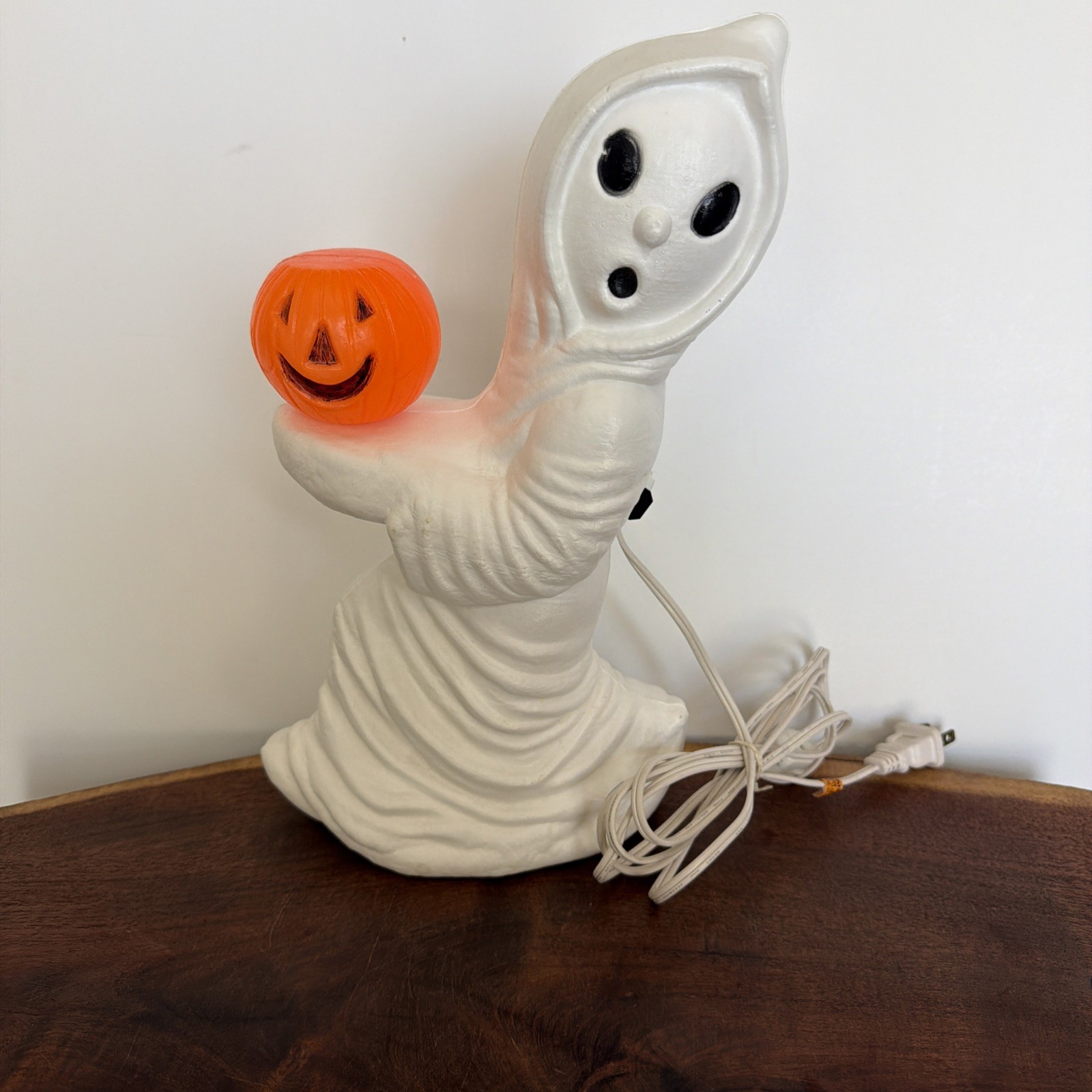 Vintage General Foam Plastics Ghost & Pumpkin Halloween Blow Mold Lamp 13