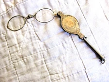 ANTIQUE STERLING SILVER OPERA GLASSES FOLDING CLICK WINGS LORGNETTE VINTAGE EYE