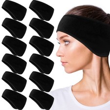 Geyoga 12 Pcs Winter Ear Warmer Headband, Fleece 1 Count Pack of 1 , Black