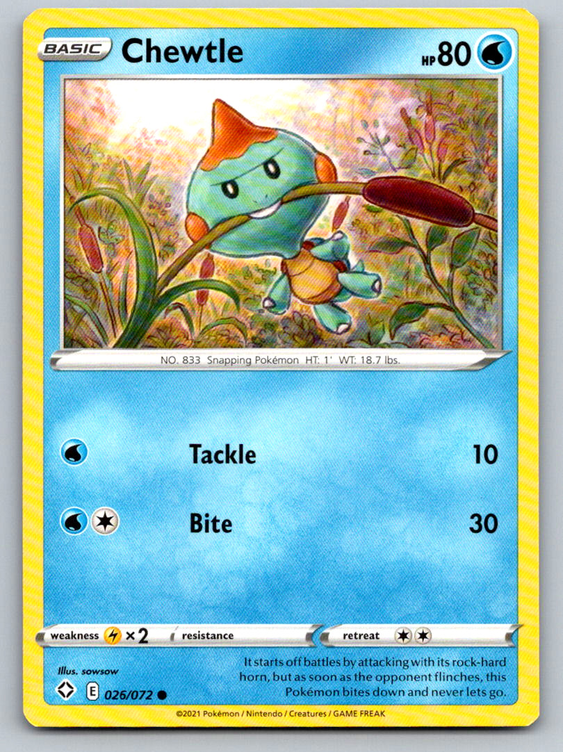 Chewtle 026/072 Common Shining Fates Pokemon Near Mint