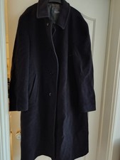 Men's Wool Overcoat Black Bugatti Wool & Cashmere Size 42R Exc Cond Made Germany