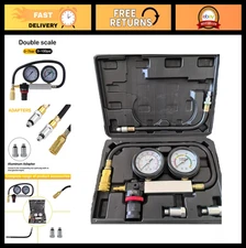 Cylinder Leak Down Tester Kit - Dual Gauges, Pressure Regulator, 4 Adapters & Ho
