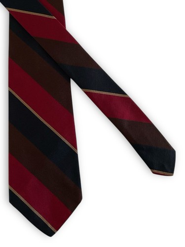 Corbata de seda inglesa vintage Brooks Brothers Makers años 60 azul marino rojo marrón a rayas - Imagen 12 de 14