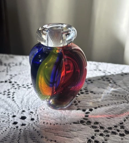 VTG SIGNED ARCHIMEDE SEGUSO MURANO GLASS TIFFANY & Co CARNIVAL PERFUME BOTTLE
