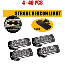 4-40x Yellow Amber 12led Strobe Beacon Lights Car Truck Emergency Hazard Warning