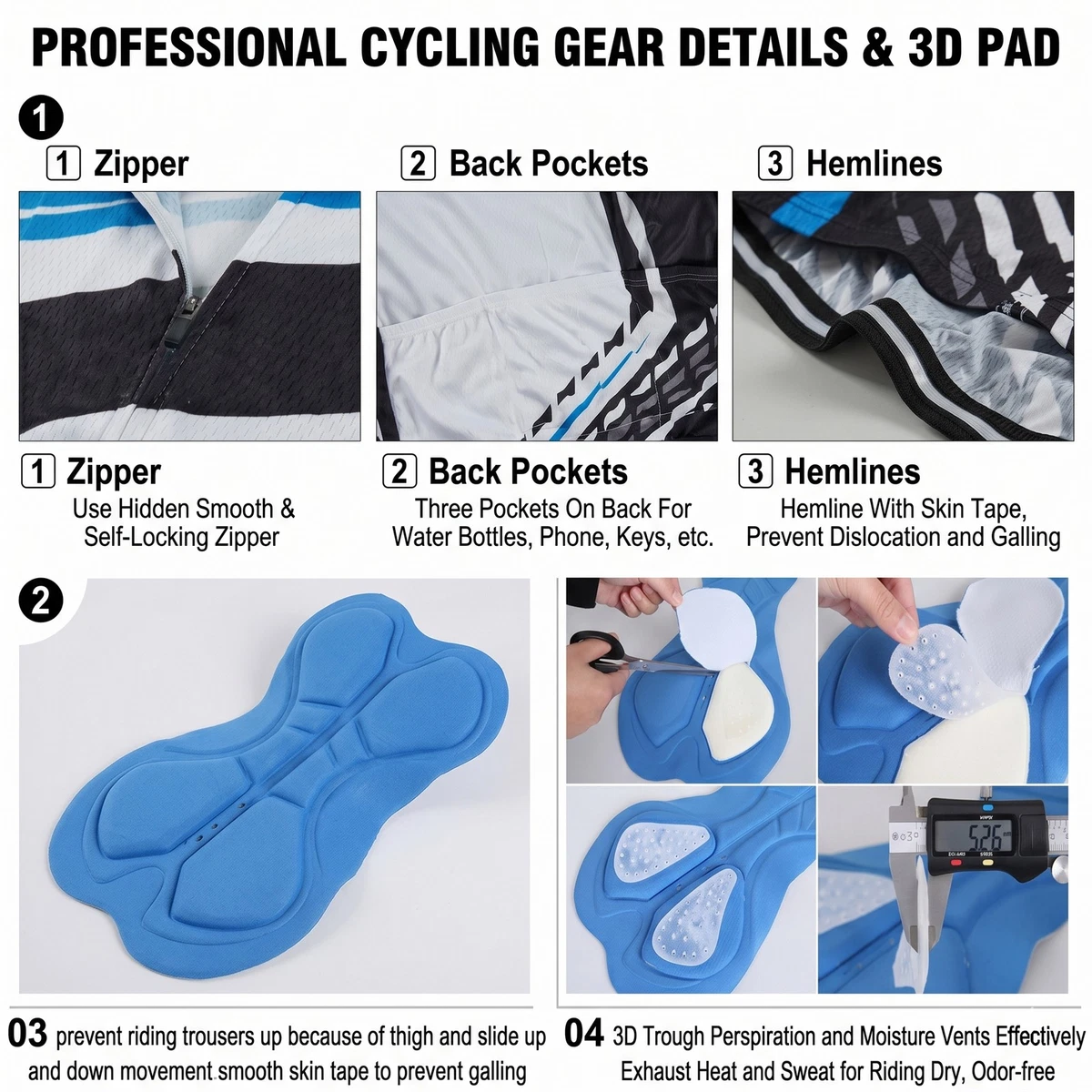 Conjunto de maillots de ciclismo para hombre manga larga con pantalón de tirantes acolchado largo