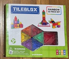 MAGFORMERS TileBlox Block Rainbow Color 30 Pc Magnetic Tiles Set NEW NIB