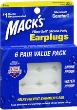 Mack's CLEAR Swim Ear Plugs Waterproof Moldable Silicone 6 PR