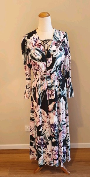 JAASE  Designer Fit & Flare Maxi  Dress Washable Size S