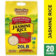 Golden Star Thai Hom Mali Rice, 20 lbs Jasmine Fragrant Premium Cooking Rice