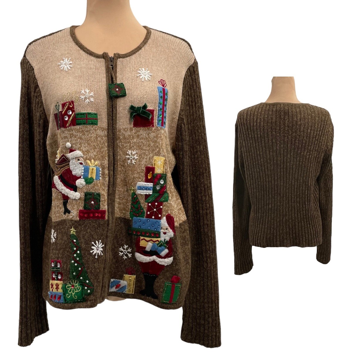 Run様 Vintage Tiara International Christmas Full Zip Cardigan Sweater