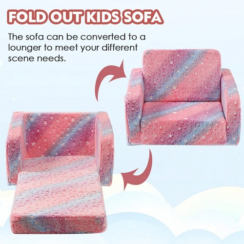 Kids Sofa Couch Fold Out, Baby Toddler Comfy Soft Chair For Boys Girls - Picture 27 of 38