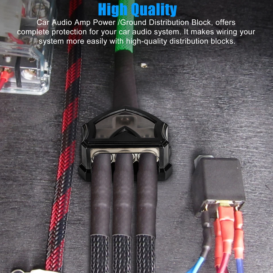 Bloque de distribución de amplificador de tierra de potencia de salida de calibre 0 a entrada de calibre 0 de 2 piezas Foto 3 de 4