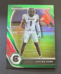 2021 Panini Prizm Draft Picks Green Prizm Jaycee Horn Rookie RC Football Card