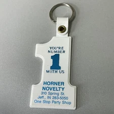VTG Key Chain Advertising Fob Horner Novelty Jefferson IN One Stop Party Shop