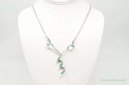 VTG Handmade Native American Zuni RDB Turquoise Sterling Silver Necklace