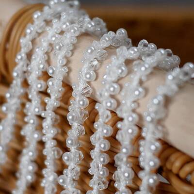 beaded trim for dresses Half-back Pearl Trim | Bridal Accessories Pearl Trim main image 0