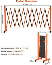 GRAVEE Expandable Garden Fence 11FT Portable Folding Barricade Gate w/ Casters
