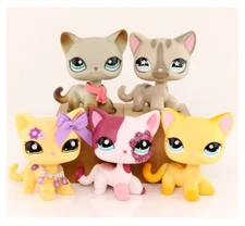 5pcs Pet Shop LPS Shorthair Cat Kitten Kittty with LPS Accessories Who Love LPS