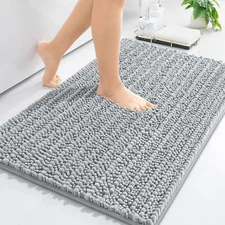 Arotive Luxury Chenille Bath Rug, Soft Absorbent Non-Slip 24"x16" Grey