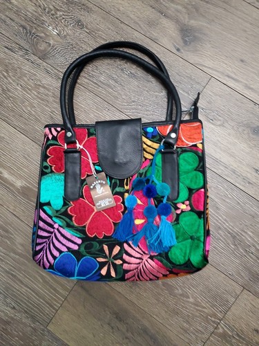 MEXICO MEXICAN Purse BAG EMBROIDERED FLOWERS NEW Boho