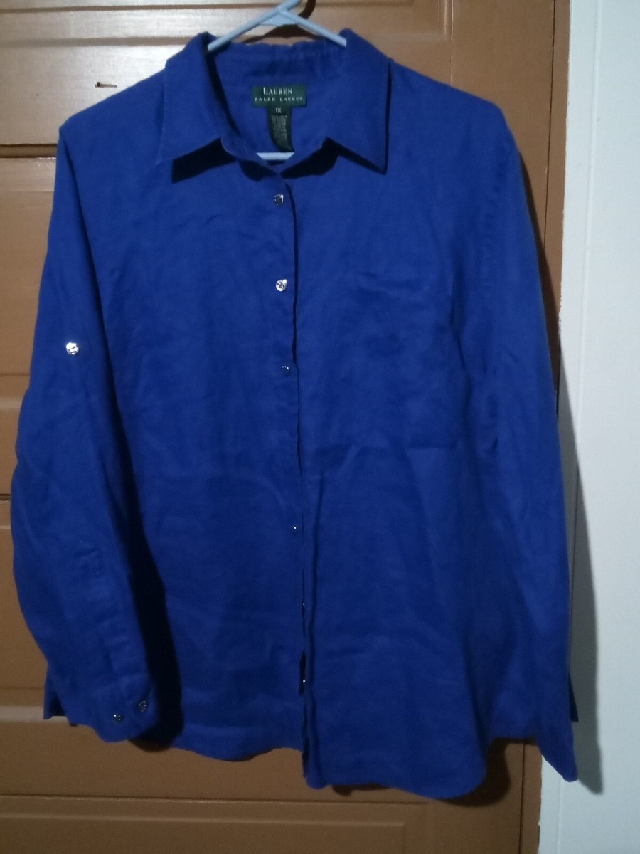 Ralph Lauren 1X 100% Linen Royal Blue Rn54050-Ca08349