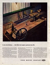 1944 Ford Motor Co WWII Print Ad Henry Ford Kitchen Combustible Engine Invention