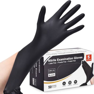 Black Industrial Disposable Nitrile Gloves 4 & 5 Mil Latex & Powder Free