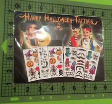 Halloween Tattoos - Holiday Temporary Tattoos, Skin Transfers Large Set 6 Sheets