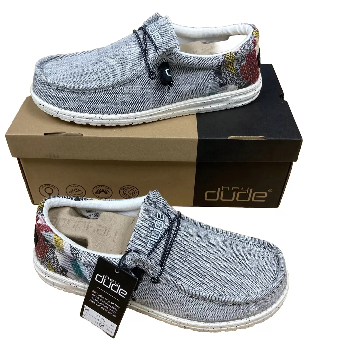 Chaussures Hey Dude Chaussures pour hommes Wally Funk gris etno Taille 10