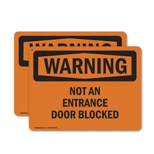 (2 Pack) Not An Entrance Door Blocked OSHA Warning Sign Decal Metal Plastic