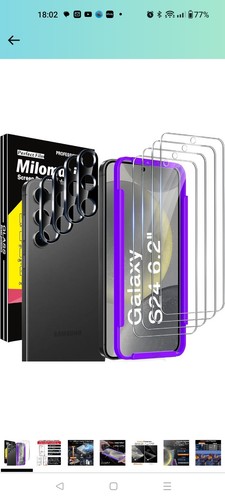 4 Pack Screen Protector for Samsung Galaxy S24 6.2 Inch with 4 Pack Tempered... - Afbeelding 1 van 8