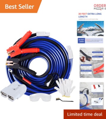 0 Gauge 30 Ft Heavy Duty Jumper Cables 1000 Amp Quick Connect for Trucks
