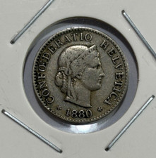 1880 Switzerland 5 Rappen Coin