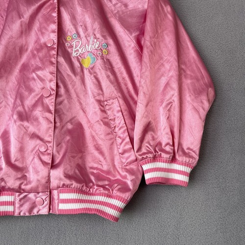 Vtg Barbie Coat Girls Size 6 Embroidered Windbreaker 1997 Satin Snap Button 90 - Picture 4 of 13