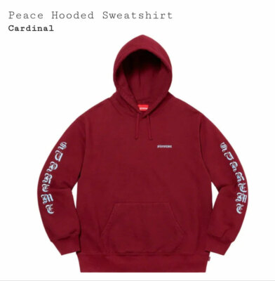 100% Authentic Supreme FW20 Cardinal Peace Hooded Sweatshirt Size