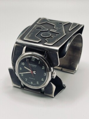 Raymond Graves Gra Wun signed Watchband Mid Century Southwest Brutalist sterling