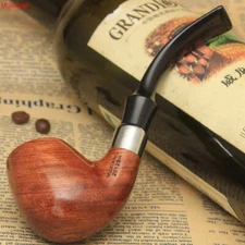 Handmade Tobacco Pipe Pear Wood Bent Stem Smoking Pipe