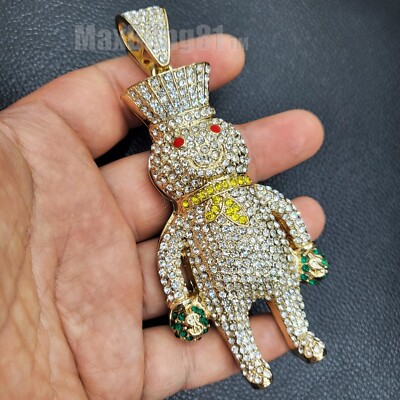 HIP HOP ICED CUBIC ZIRCONIA GOLD PLATED RAPPER'S LARGE DOUGHBOY CHARM ...