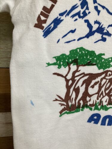 Vintage 80s t shirt Kilimanjaro Buffalo Lodge Amboseli Kenya Africa Souvenir L - Picture 4 of 8