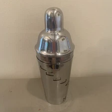 Pottery Barn Cocktail Shaker Stainless Steel Drink Mixer 15 Dial a Drink Recipe 