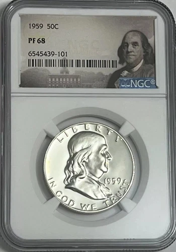 1959 Silver Franklin Half Dollar 50C NGC PF68