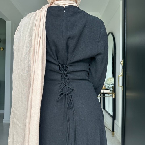 Muslim Dubai Bandage Waist Robe Abaya Long Sleeve Ramadan Women Maxi Dress - Picture 29 of 34