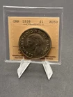 1938 Canada $1 Graded ICCS AU50