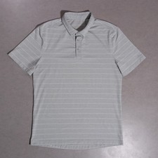 Lululemon Evolution Polo Shirt Gray Striped Performance Stretch Men's Small Golf